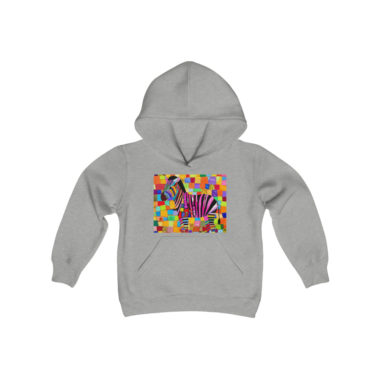 Colorful Zebra Youth Heavy Blend Hooded Sweatshirt